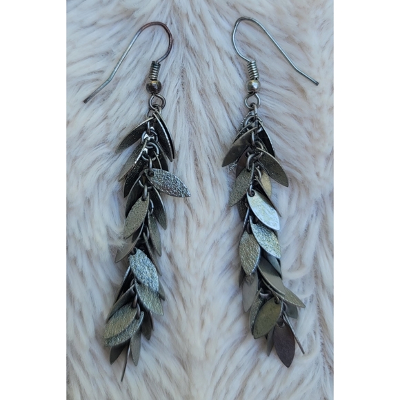 Linear Leaf Drop Earrings - Picture 11 of 17